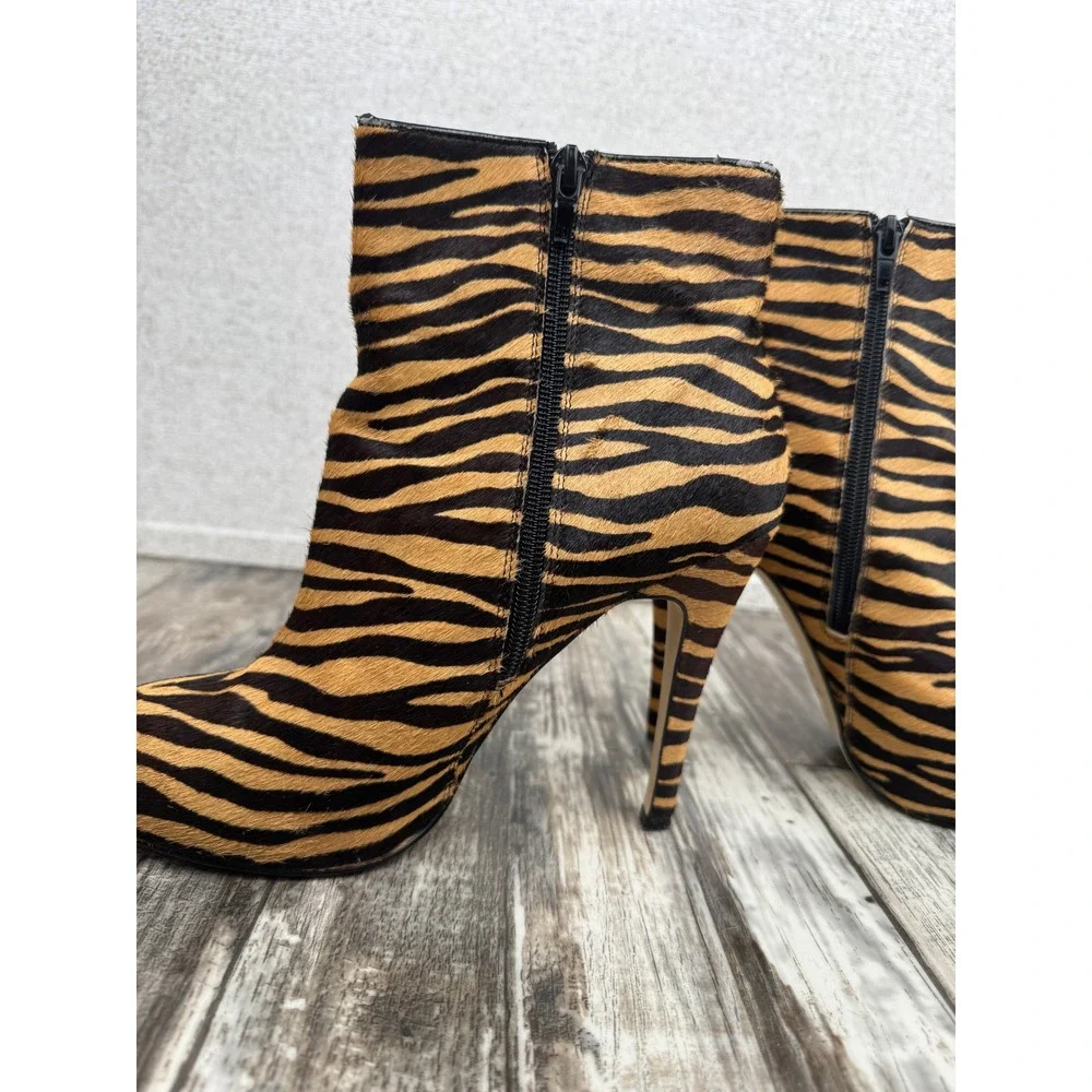 Wittner Zebra Print Calf Hair Ankle Boots Stiletto Platform 39/8.5‎ Animal Print